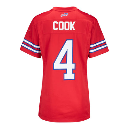 Ladies Nike Game Alternate James Cook Jersey In Red - Back View