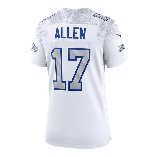 Ladies Josh Allen Buffalo Bills Nike Game Rivalry Series Jersey In White, Silver & Blue - Back View