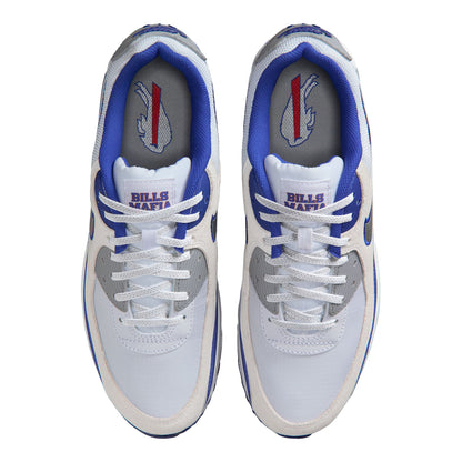 Buffalo Bills Nike Rivalry Air Max 90 Shoe In White - Above View