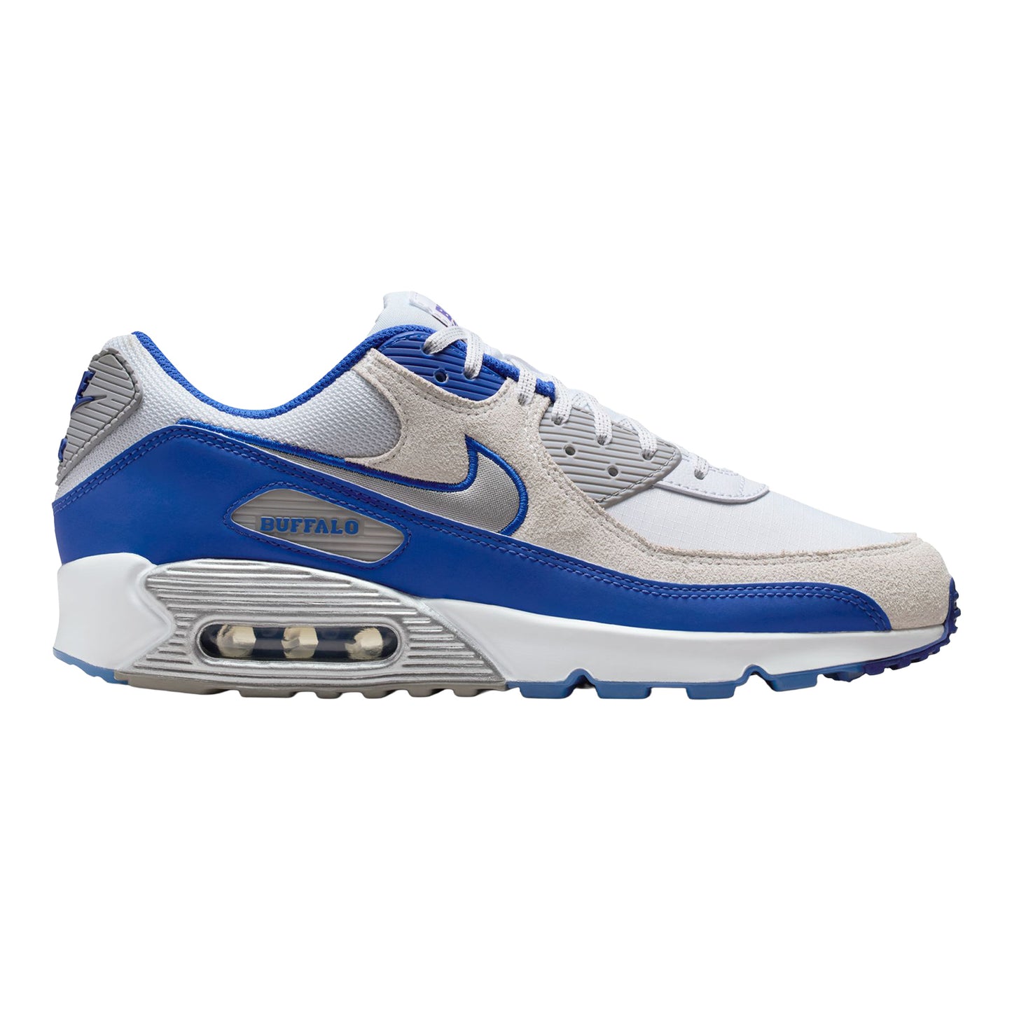 Buffalo Bills Nike Rivalry Air Max 90 Shoe In White - Outside View 2