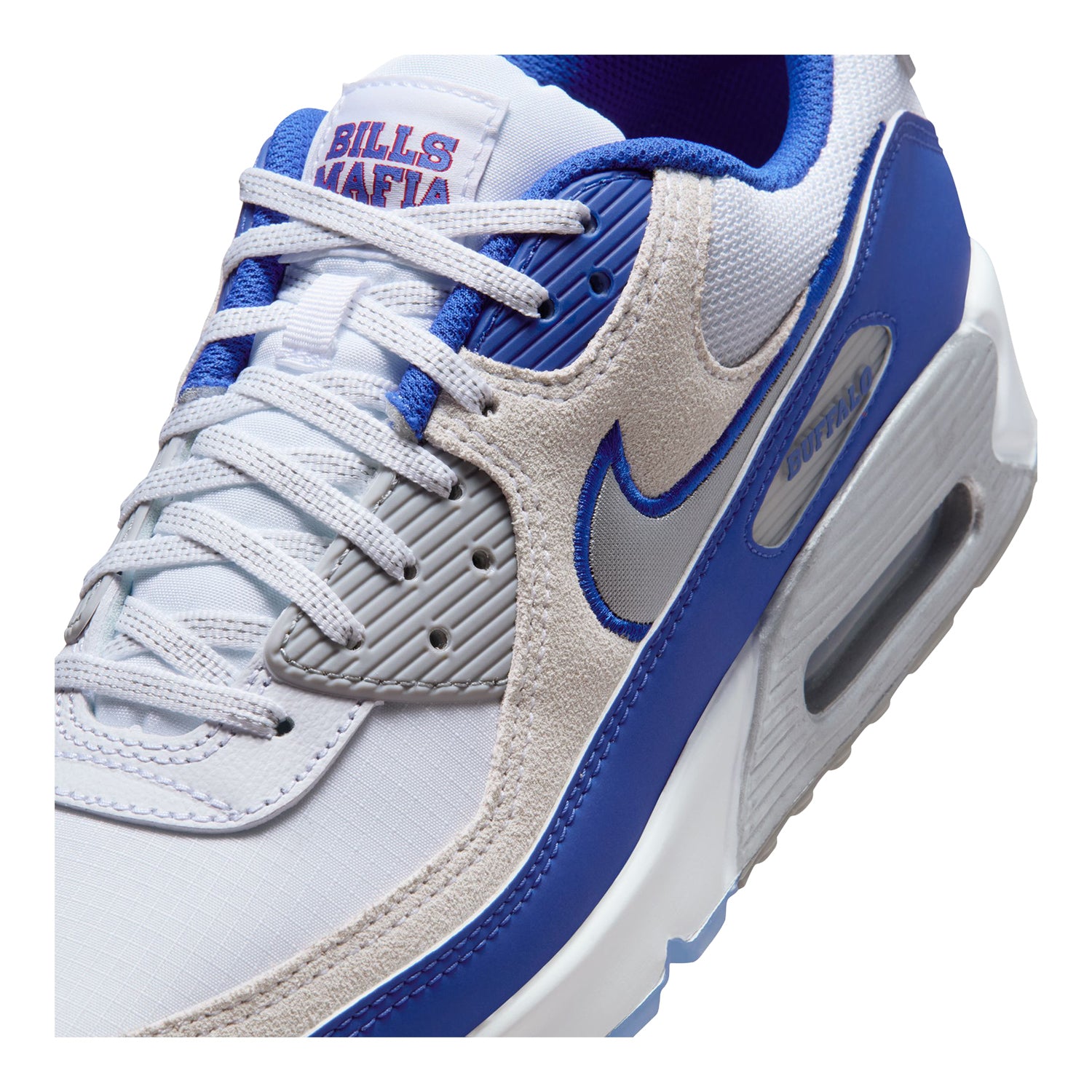 Buffalo Bills Nike Rivalry Air Max 90 Shoe In White - Material View