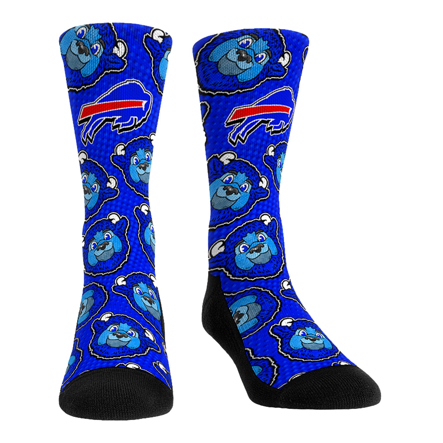 Buffalo Bills Rock Em' Mens Pop Art Mascot Socks In Blue - Front View