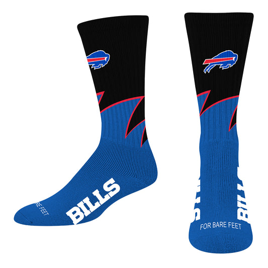Buffalo Bills Black Wave Socks In Blue, Black & Red - Combined Pair Front & Left Side View