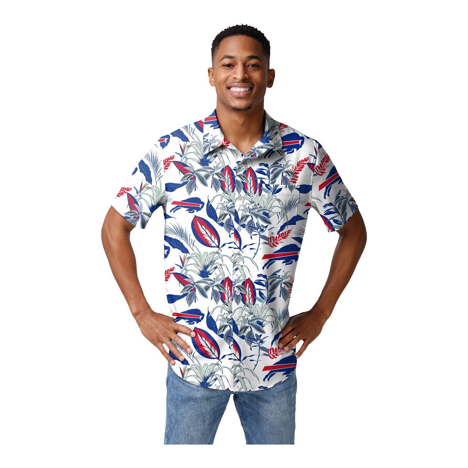 Nfl Buffalo Bills Floral Button Up Summer Hawaiian Shirt And