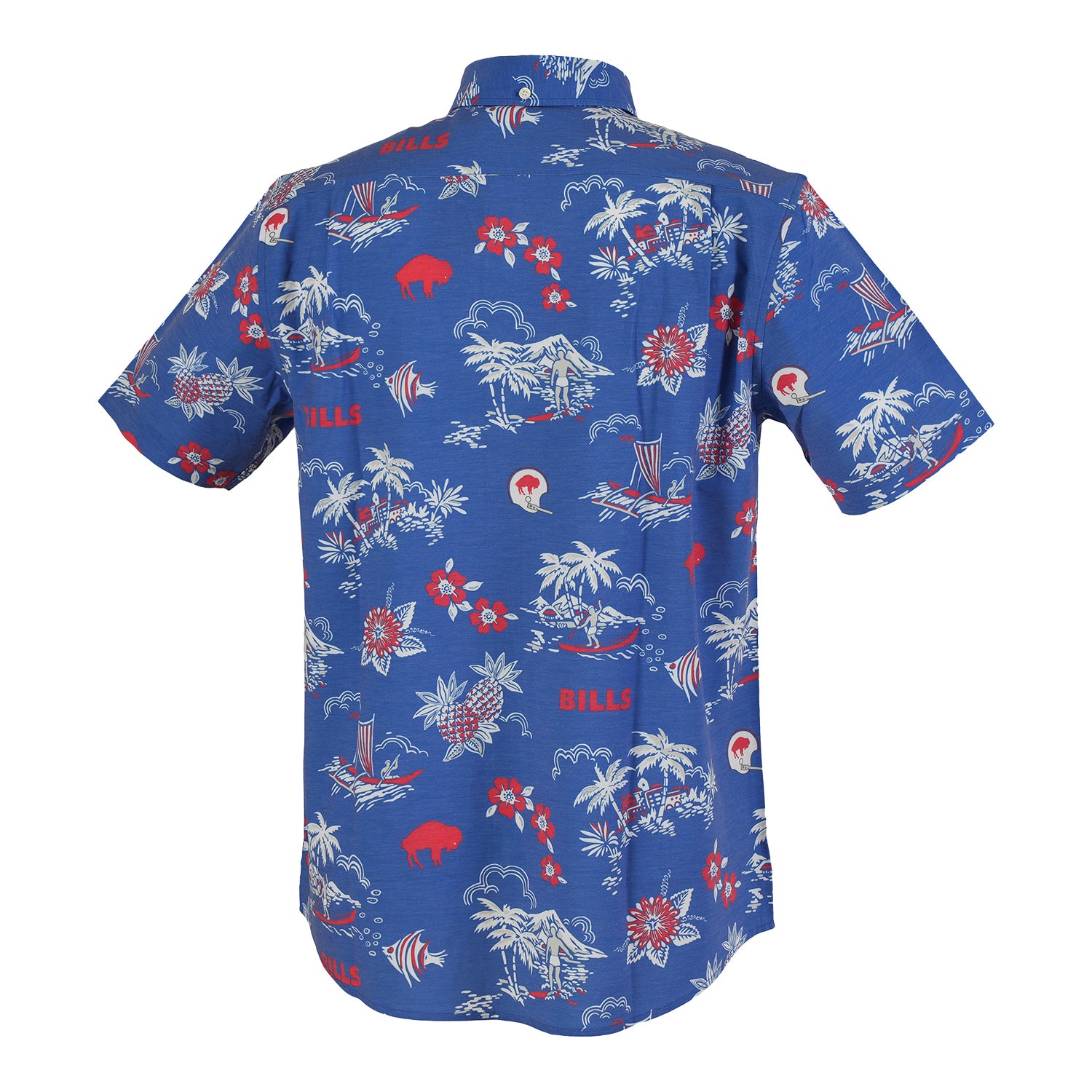 Reyn Spooner Bills Throwback Performance Button-Down Shirt In Blue - Back View