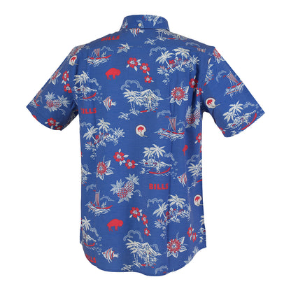 Reyn Spooner Bills Throwback Performance Button-Down Shirt In Blue - Back View