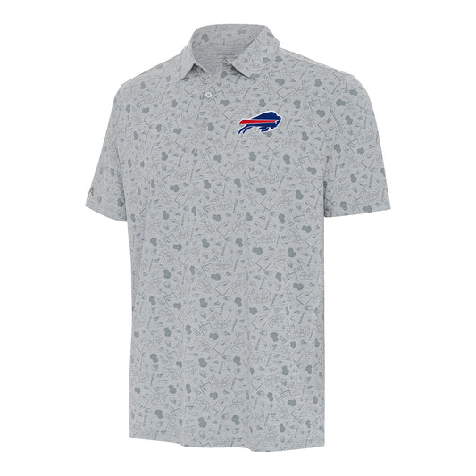 Antigua Buffalo Bills Relentless Polo In Grey - Front View