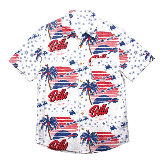 Buffalo Bills Foco Winter Floral Buttondown Shirt In White - Front View