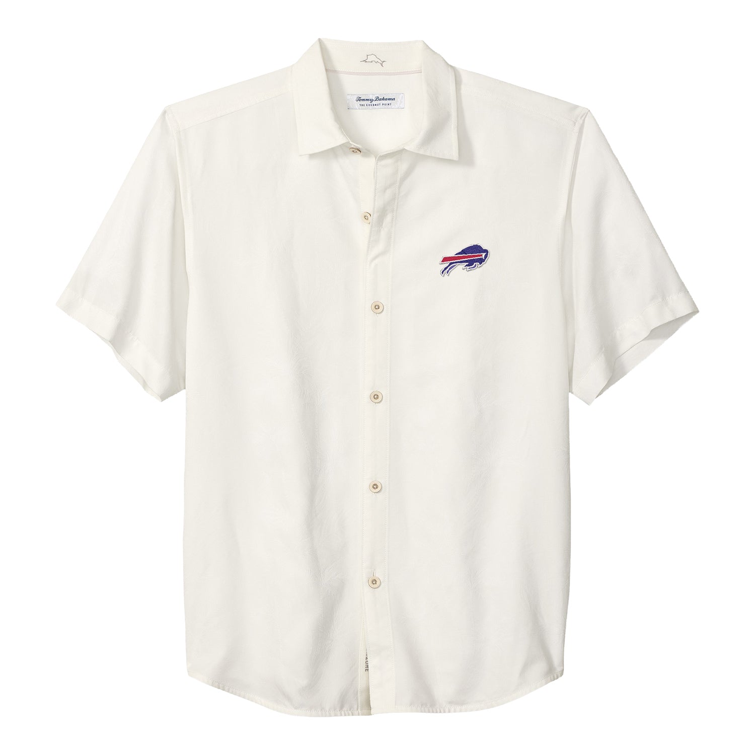 Buffalo Bills Tommy Bahama Coconut Point Palm Vista Buttondown In White - Front View