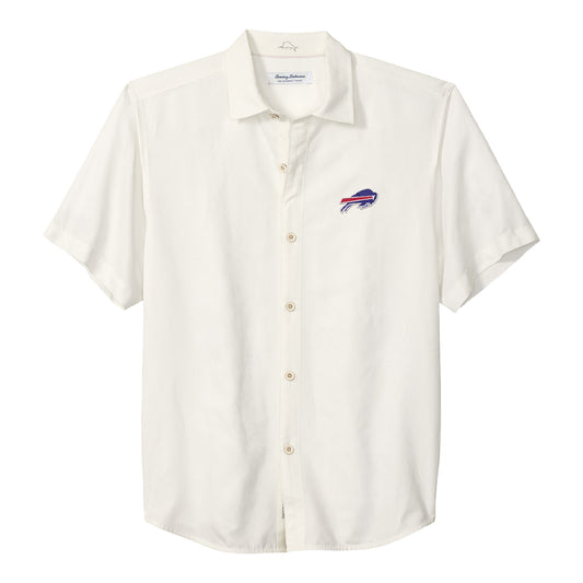 Buffalo Bills Tommy Bahama Coconut Point Palm Vista Buttondown In White - Front View