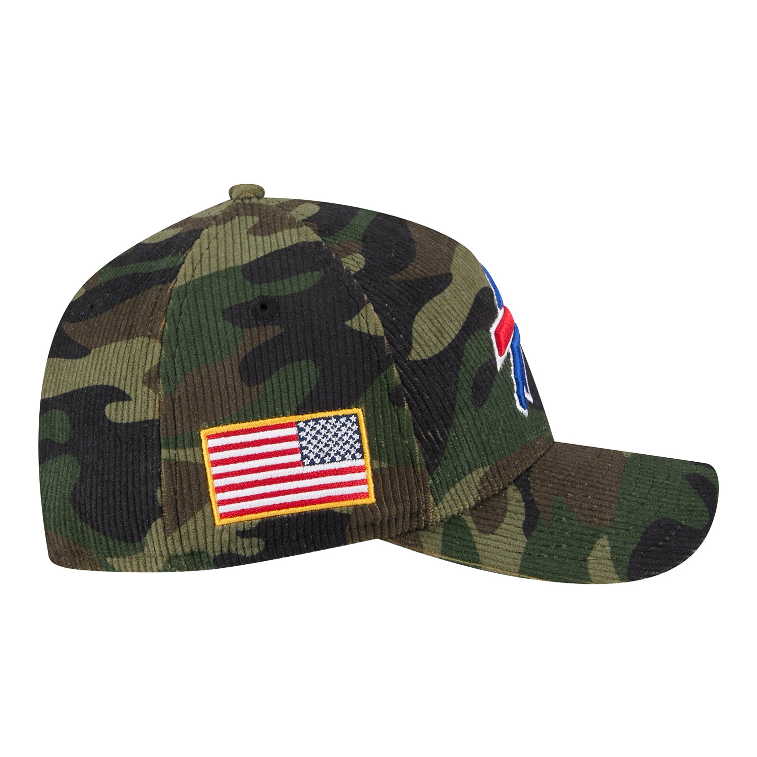 Buffalo Bills New Era 9FORTY Salute to Service 25 Corduroy Fan Pack Hat In Camouflage - Right Side View