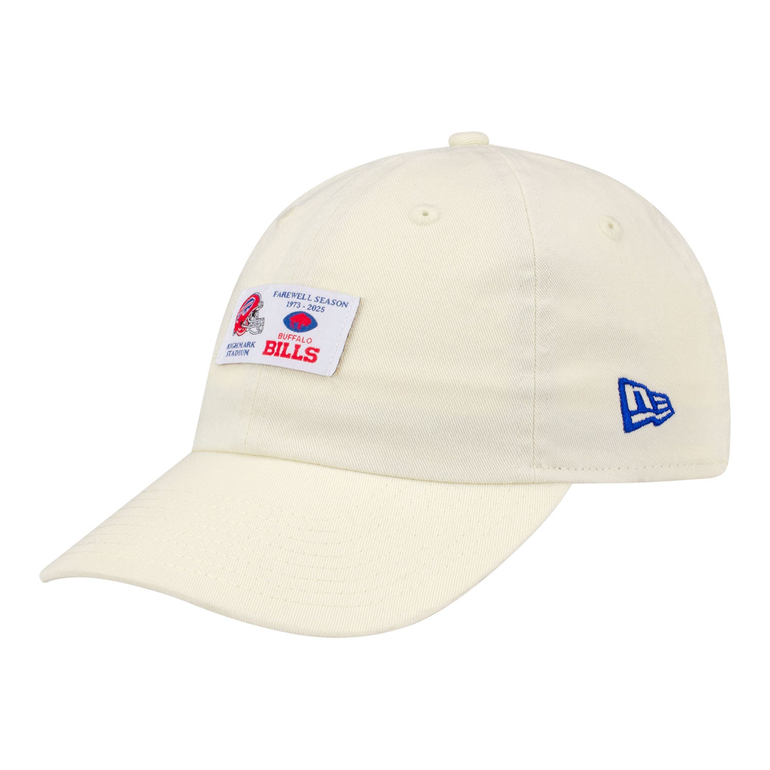 Buffalo Bills New Era 9FORTY Farewell Season Patch Hat In White - Front Left View