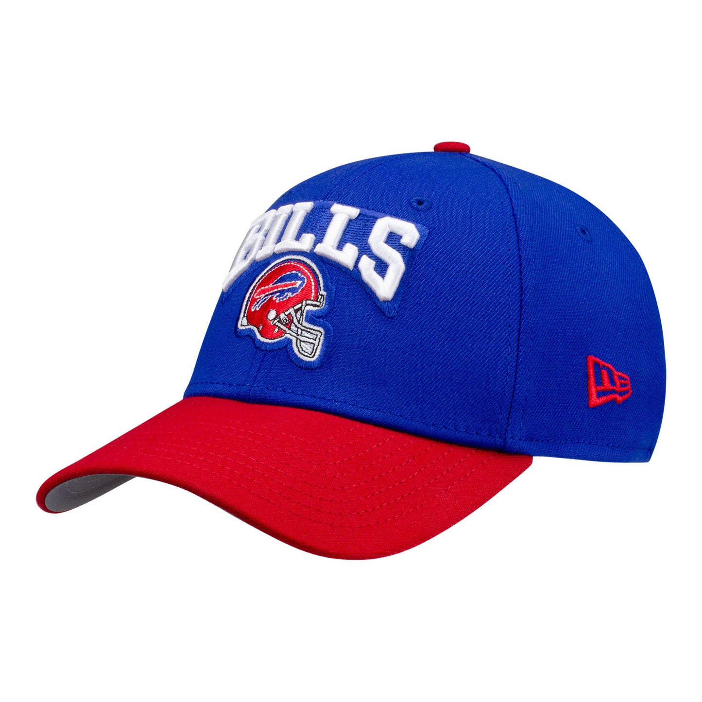 Buffalo Bills New Era 2-Tone Red Helmet 39THIRTY Hat In Blue & Red - Angled Left Side View