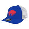 Bills New Era Retro Logo Low Profile 9FIFTY Snapback Hat In Blue, Red & White - Angled Left Side View