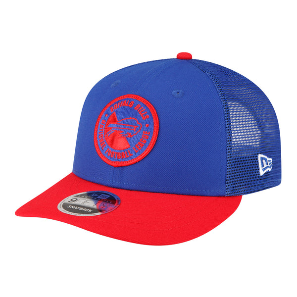 Bills New Era Low Profile 9FIFTY 2023 Sideline Snapback Hat In Blue - Front Left View