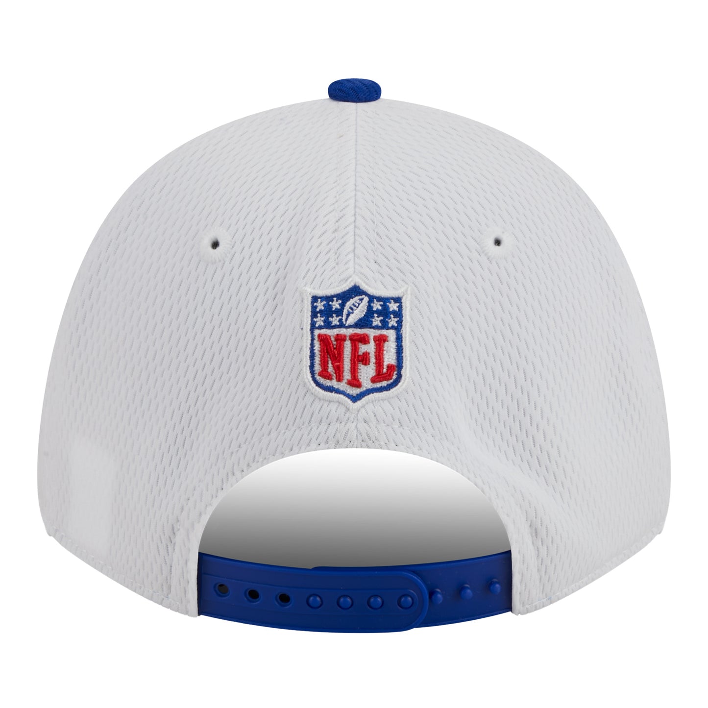 Bills New Era 9FORTY 2023 Sideline Stretch Snap Hat In White - Back View