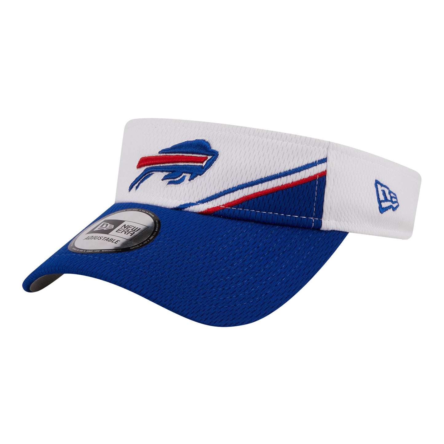 Bills New Era 2023 Sideline Visor In White - Front Left View