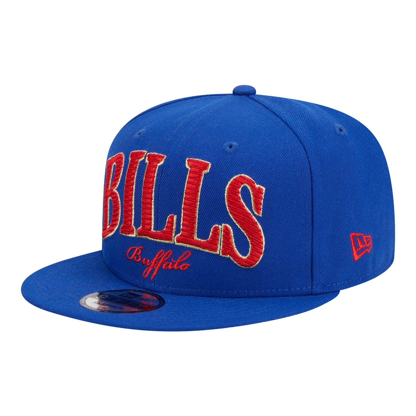 New Era Bills Golden 59FIFTY Snapback Hat In Blue - Front Left View