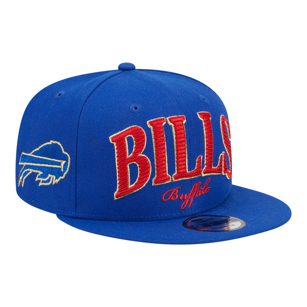 New Era Bills Golden 59FIFTY Snapback Hat In Blue - Front Right View