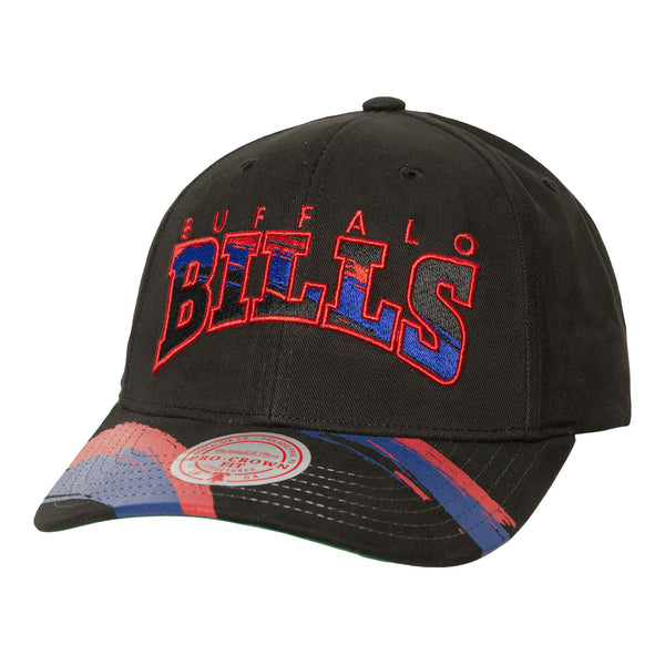 Mitchell & Ness Bills Past Ya Brushed Adjustable Hat In Black - Front View