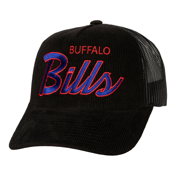 Mitchell & Ness Bills Times Up Trucker Adjustable Hat In Black - Front View