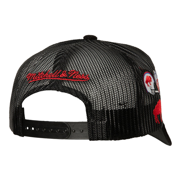 Mitchell & Ness Bills Times Up Trucker Adjustable Hat In Black - Back View