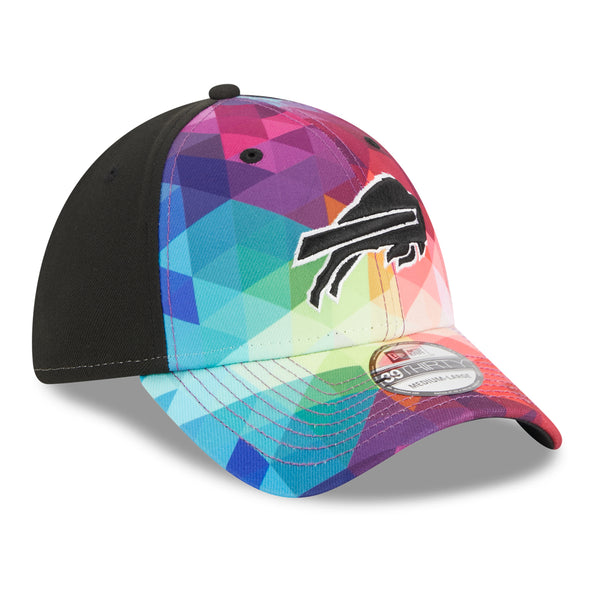 Bills New Era 2023 Crucial Catch 39THIRTY Flex Hat In Rainbow & Black - Angled Right Side View