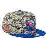 New Era Bills 2023 Salute to Service 9FIFTY Snapback Hat In Camouflage - Front Right View