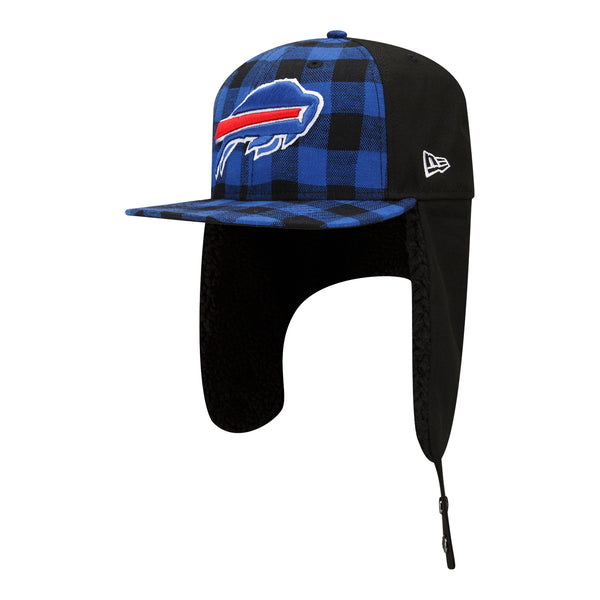 New Era Bills 59FIFTY Dog Ear Plaid Fitted Hat In Blue & Black - Front Left View