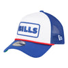 New Era Bills 9FORTY A-Frame Trucker Hat In White & Blue - Front Left View