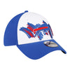 New Era Bills 39THIRTY 90's Paint Brush Flex Hat In Blue & White - Front Right View