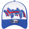 New Era Bills 39THIRTY 90's Paint Brush Flex Hat In Blue & White - Front View