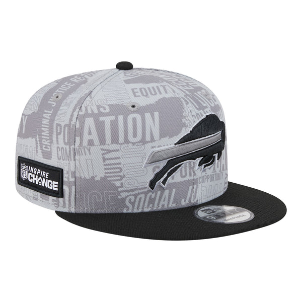 New Era 2023 Buffalo Bills Inspire Change 9FIFTY Snapback Hat In Grey & Black - Angled Right Side View
