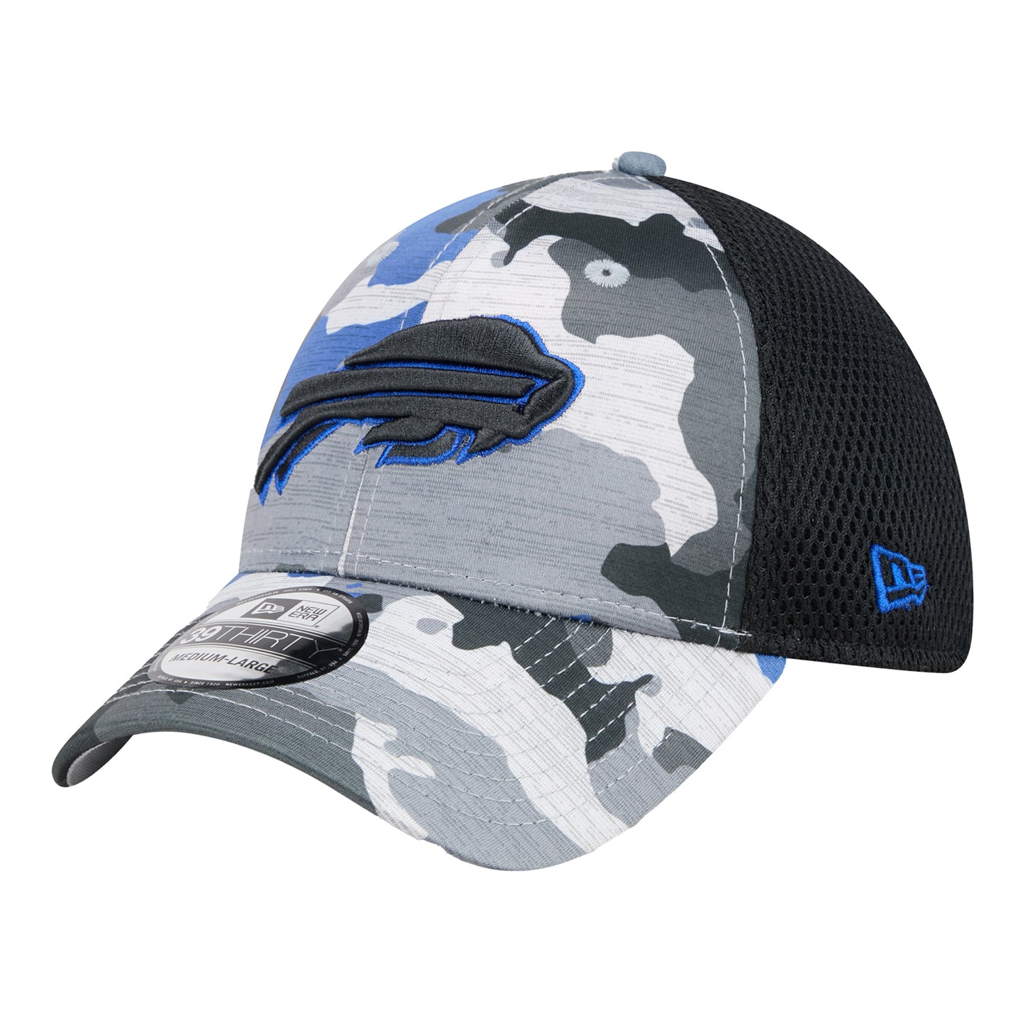 New Era Bills 39THIRTY Camo Flex Hat In Grey - Front Left View