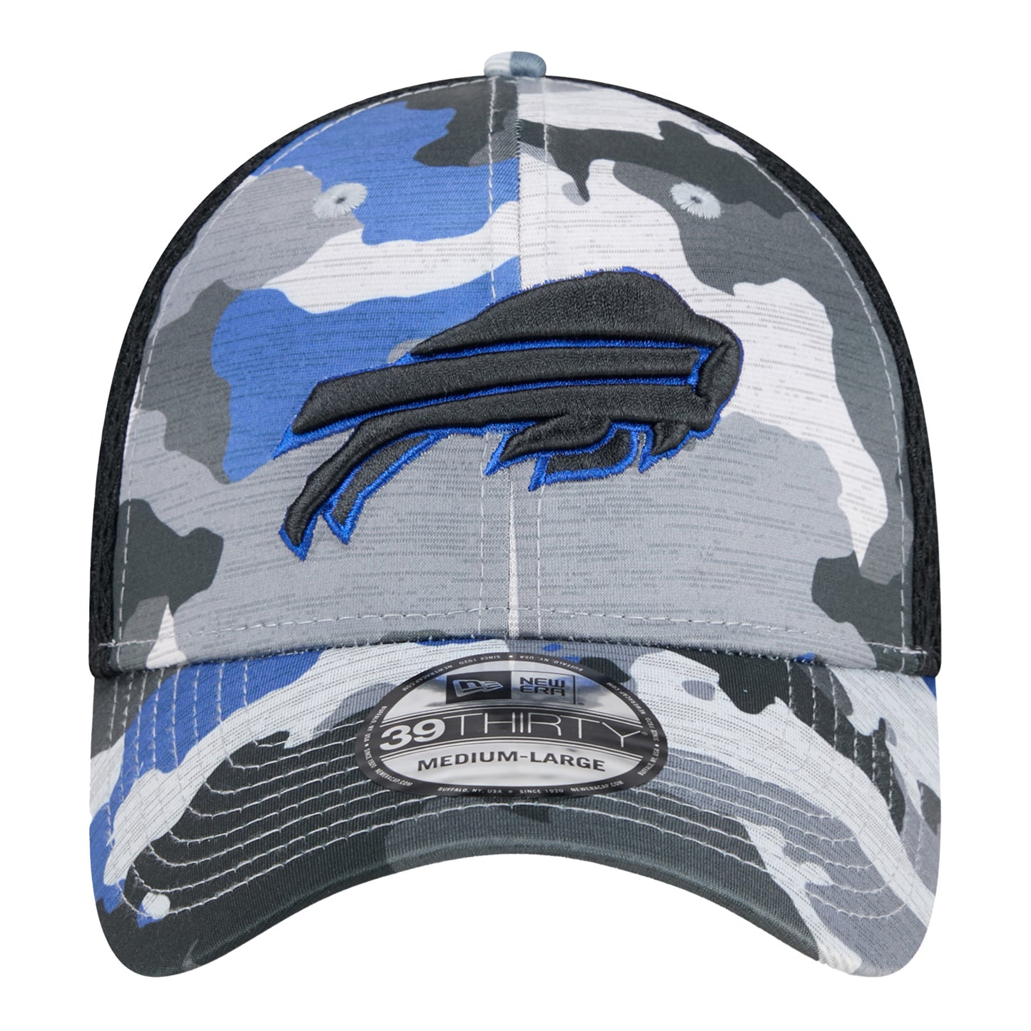 New Era Bills 39THIRTY Camo Flex Hat In Grey - Front View