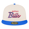 New Era Bills 59FIFTY Chrome Script Fitted Hat In Cream - Front View
