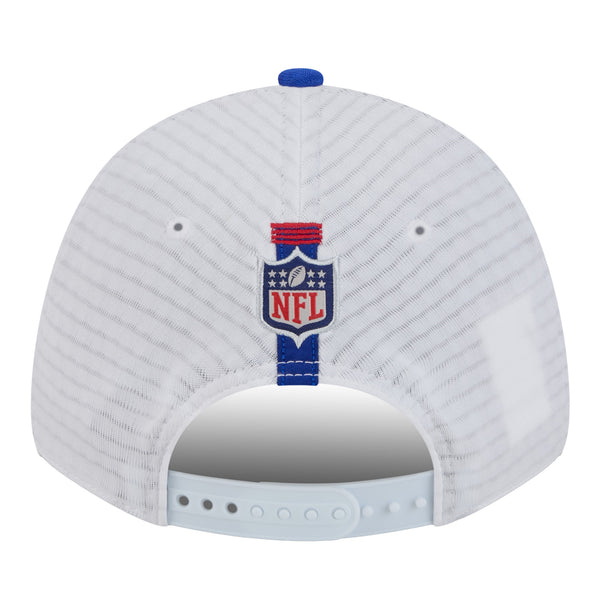 Bills New Era 2024 Training Camp 9FORTY Adjustable Hat In White & Blue - Back View