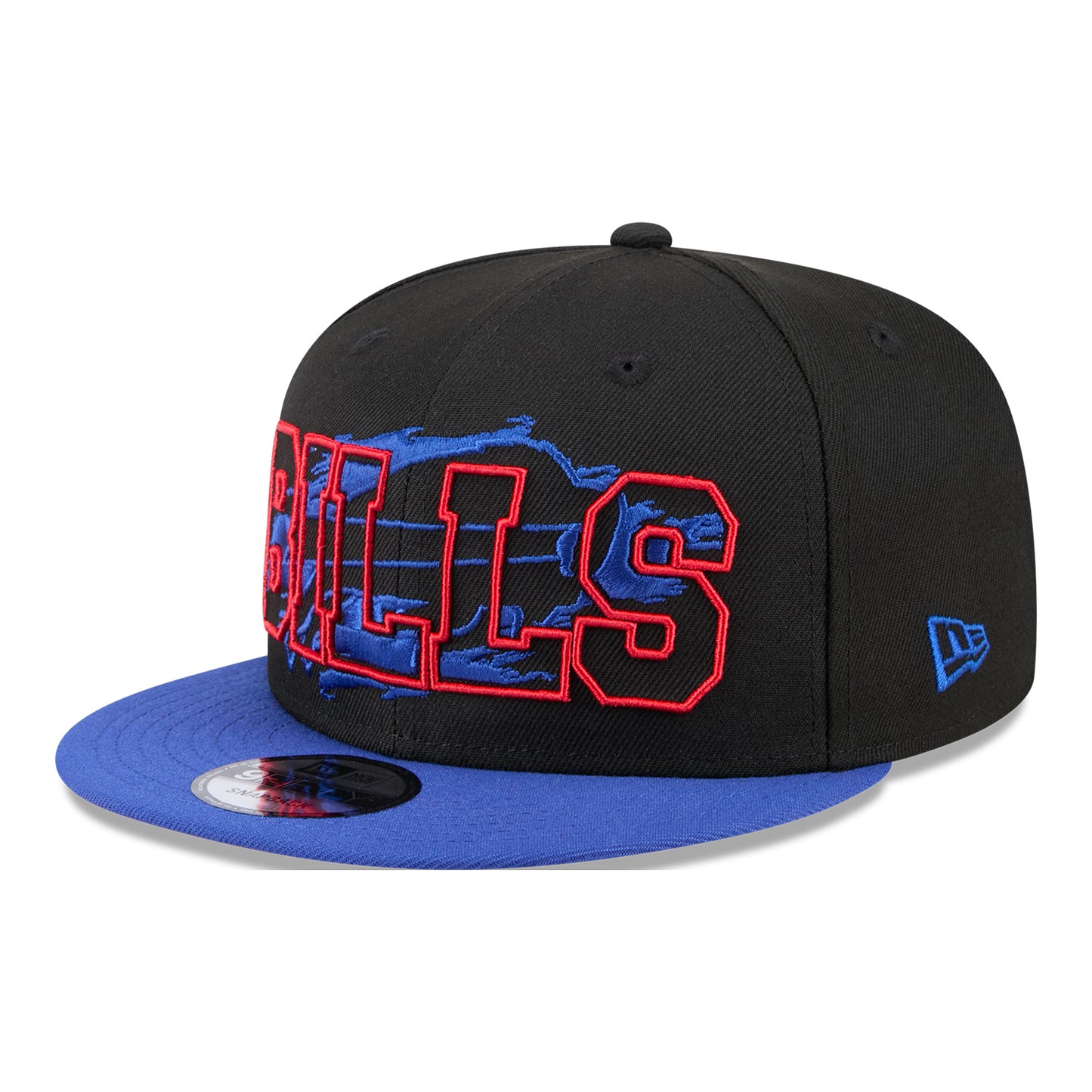 Bills New Era 9FIFTY Splatter Hat In Black - Front View