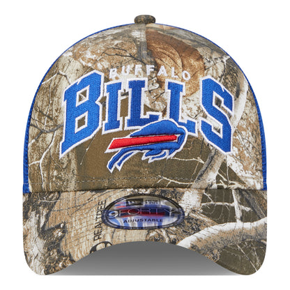 Bills New Era 9FORTY A-Frame Camo Wordmark Hat In Camouflage - Front View