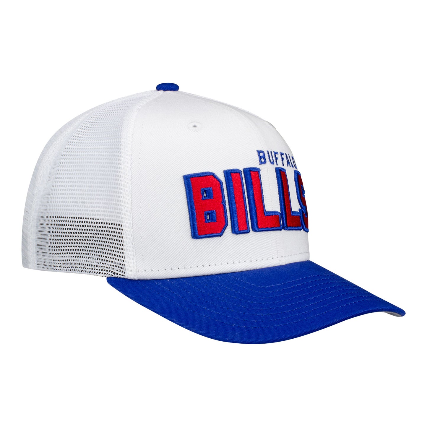 Bills New Era 9SEVENTY Trucker Wordmark Hat In White - Front Right View