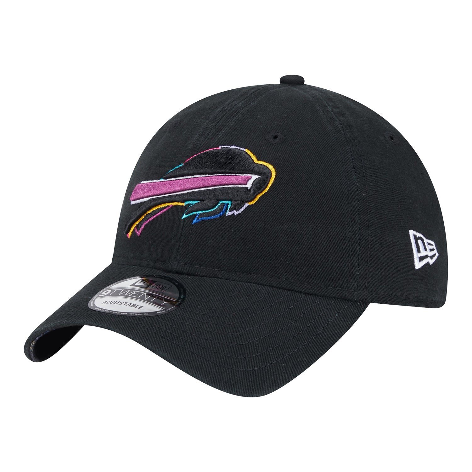 Bills New Era 2024 Crucial Catch 9TWENTY Adjustable Hat In Black - Front Left View