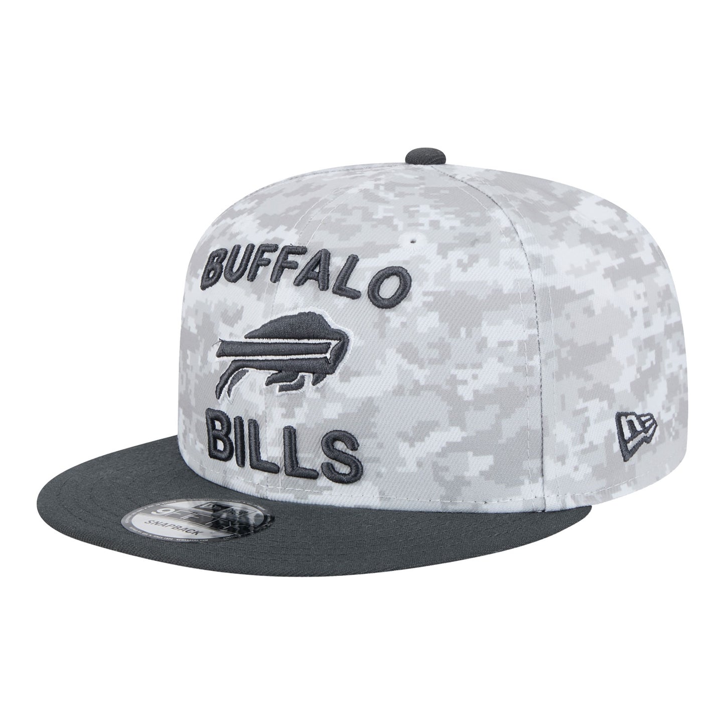 Bills New Era 2024 Salute to Service 9FIFTY Adjustable Hat In Grey - Front Right View