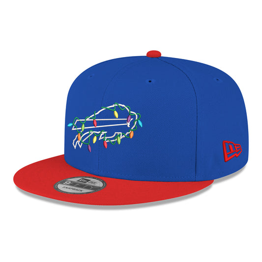 Buffalo Bills New Era 9FIFTY Christmas Lights Hat In Blue & Red - Angled Left Side View