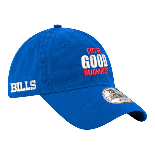 Buffalo Bills New Era 9TWENTY City of Good Neighbors Adjustable Hat - Blue - Front Right View