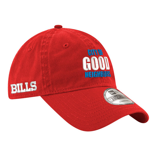 Buffalo Bills New Era 9TWENTY City of Good Neighbors Adjustable Hat - Red - Front Right View