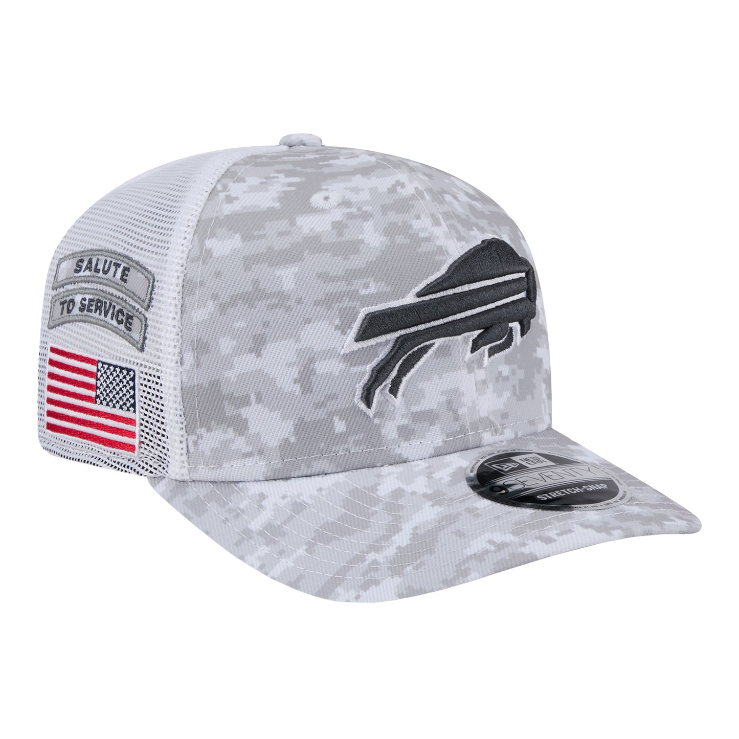 Buffalo Bills New Era 2024 Salute to Service Digital Camo 9SEVENTY Hat - Front Left View