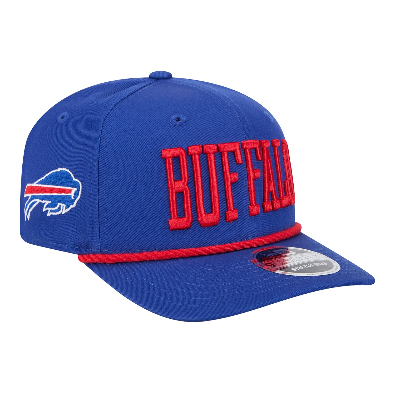 Buffalo Bills New Era 9SEVENTY Wordmark Hat In Blue - Front Right View