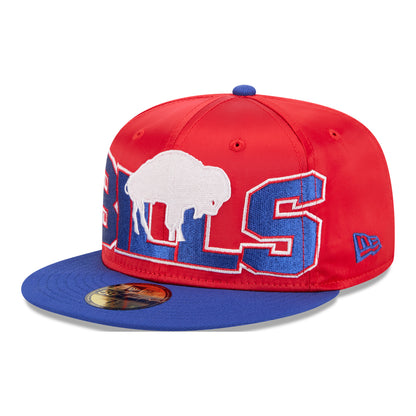 Buffalo Bills New Era 59FIFTY Classic Logo Satin Hat In Red - Front Side View