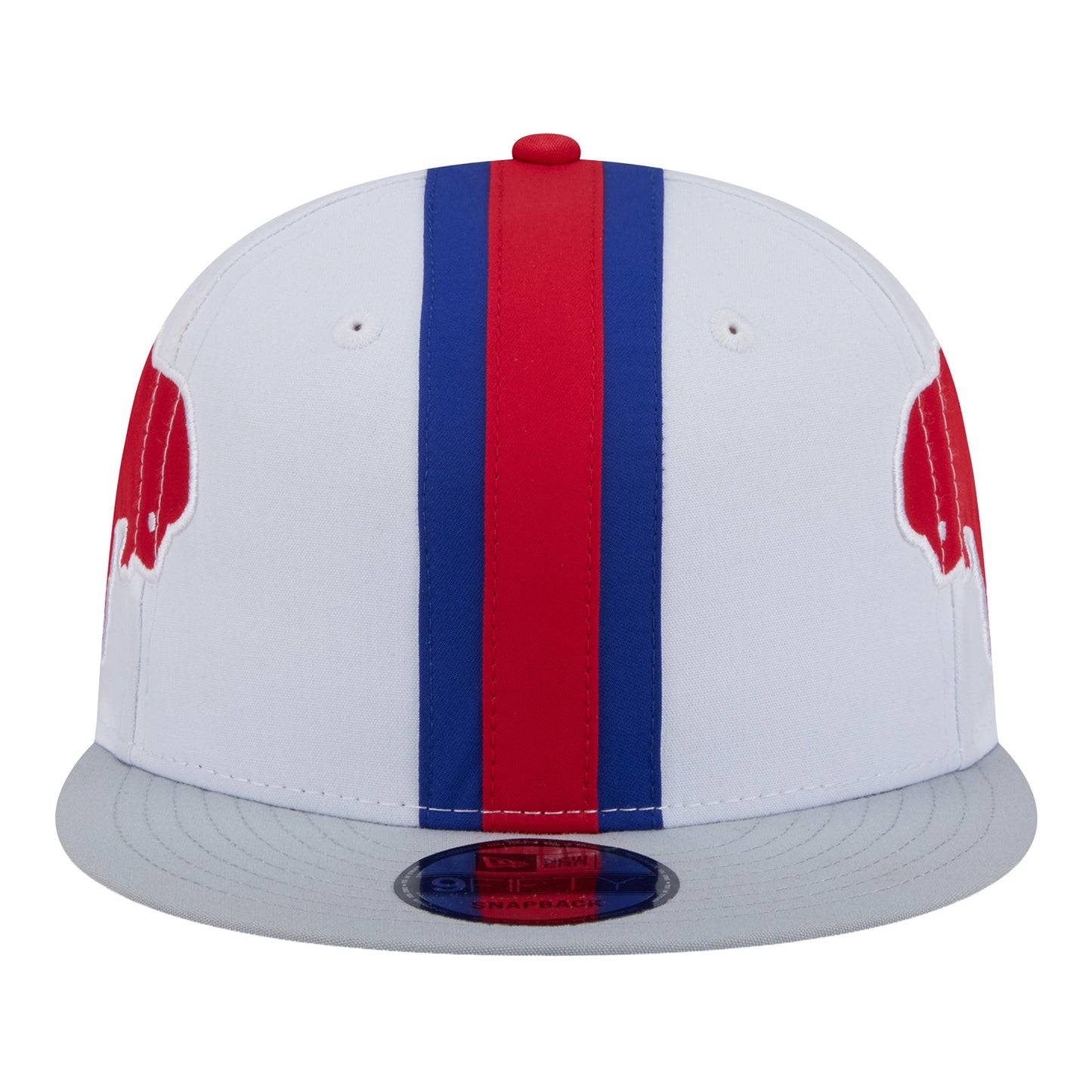 Buffalo Bills New Era 9FIFTY Classic Helmet Snapback Hat In White, Red & Blue - Front View