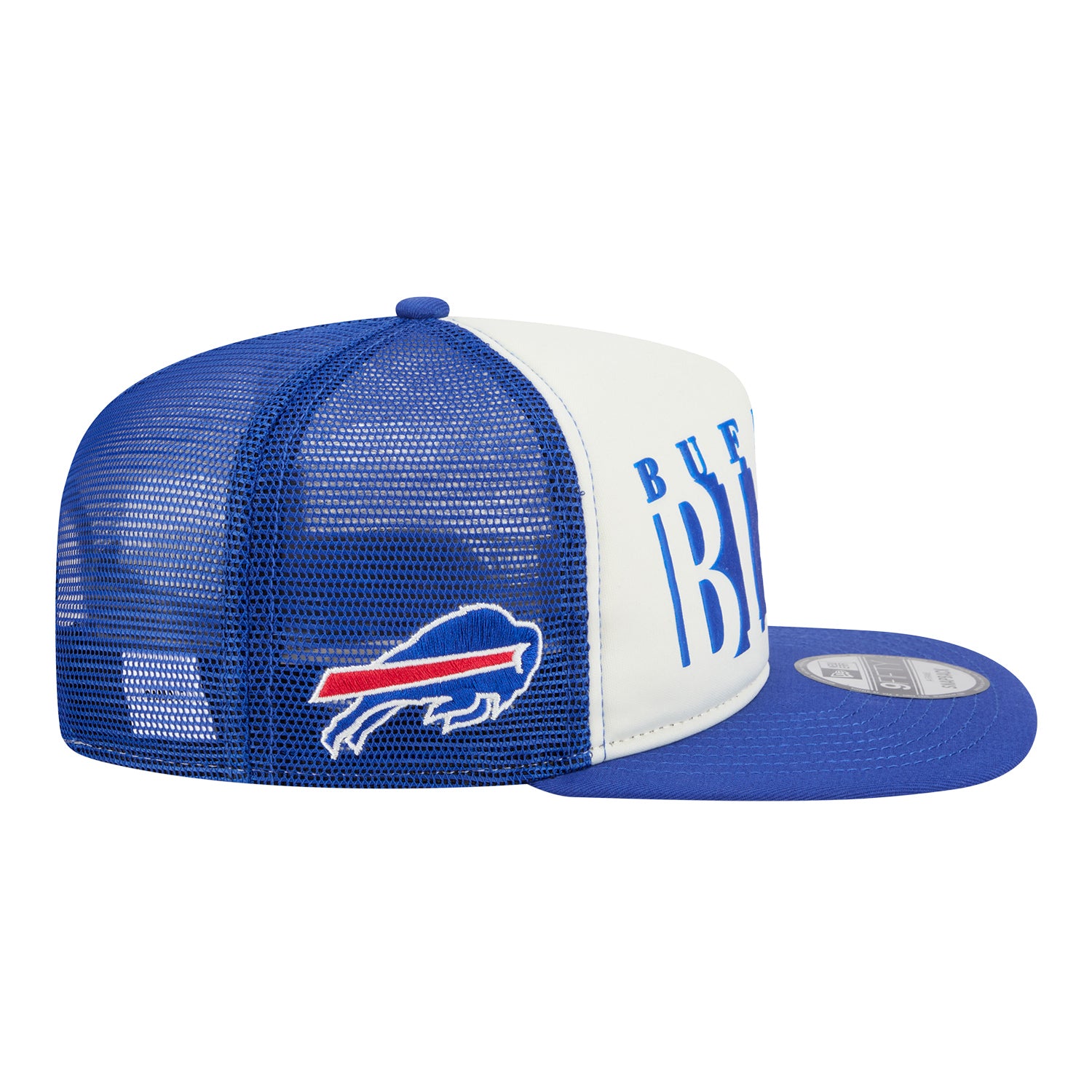 Buffalo Bills New Era 9FIFTY Cutout Primary Hat In White & Blue - Right Side View